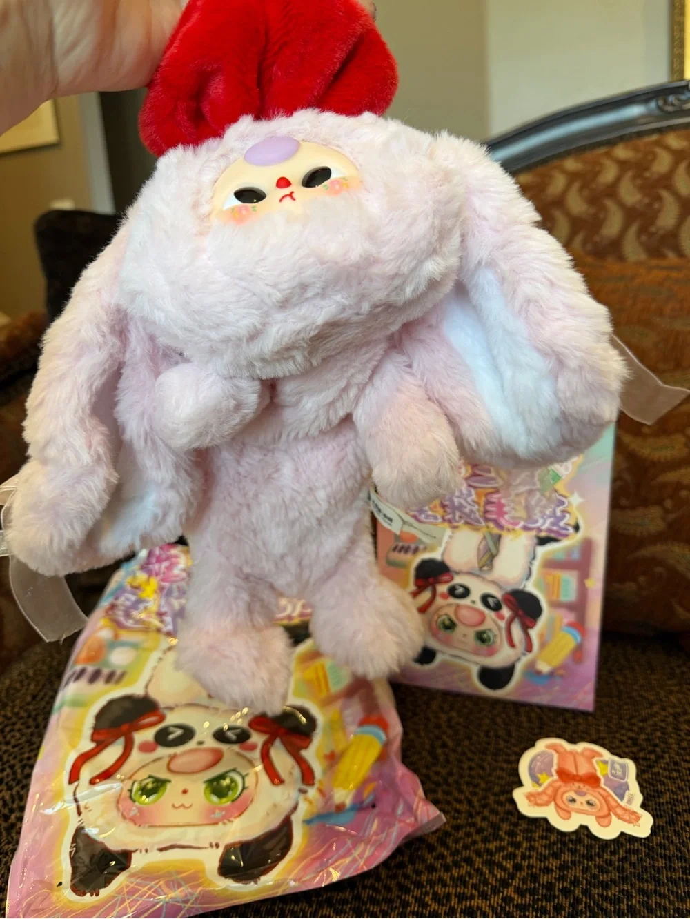 New Confirmed Baby Three Plush Cosmetic, Pen & Pencil Zipper Bag with Keychain